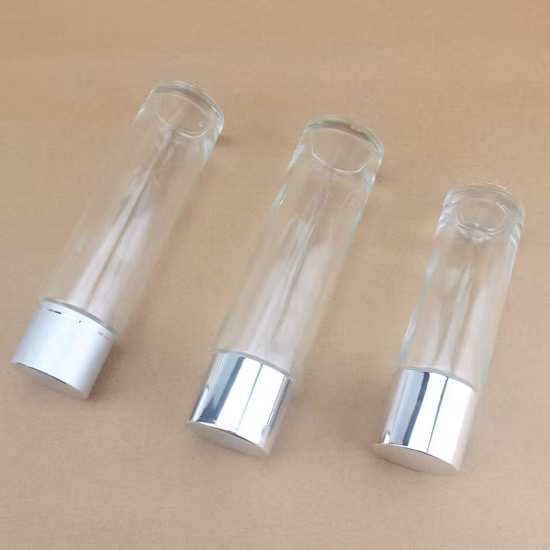 100ml 150ml Cosmetic Clear Empty Glass Lotion Toner Bottle with Silver Acrylic Lids